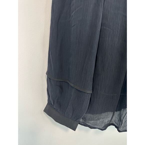 Amour Vert Silk Blouse Longsleeve Top Lightweight Black Size Large - Picture 10 of 10